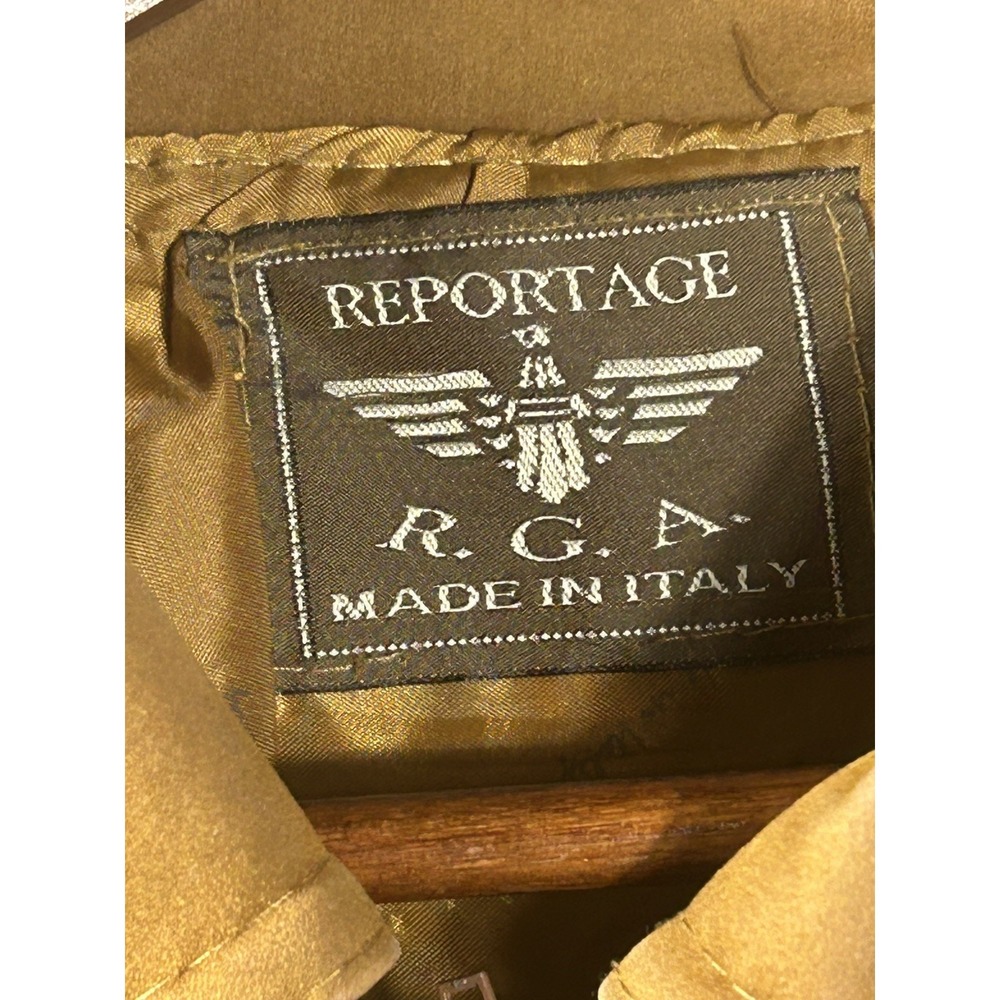 Reportage R.G.A. Made in Italy Tan Suede/Leather Style Bomber Jacket Men's Brown - Picture 15 of 15